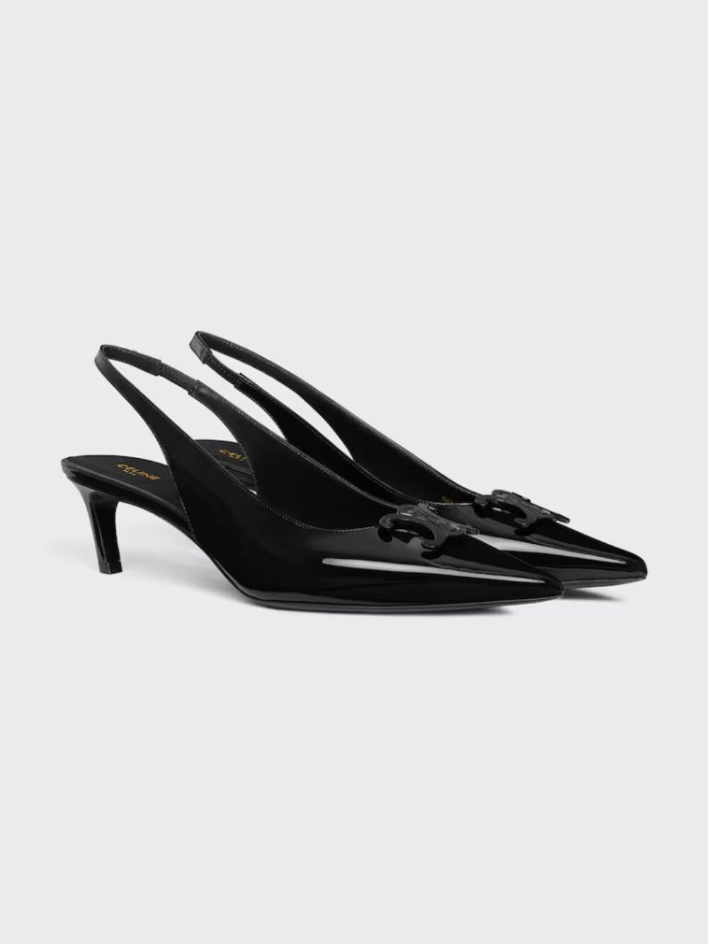 NIB Celine SLINGBACK ALMA IN Black PATENT CALFSKIN, Size 36.5, $1100 Retail